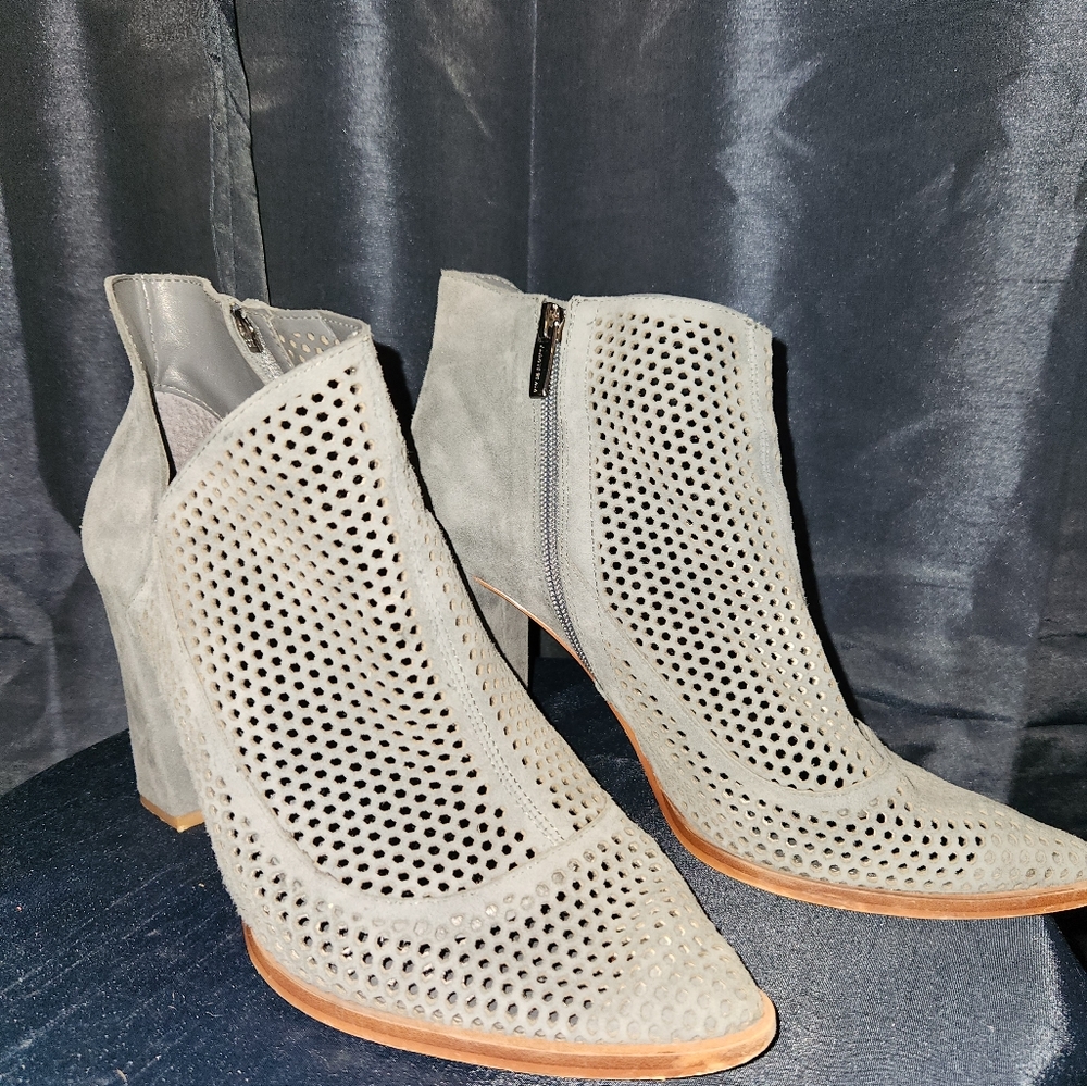 Vince Camuto Perforated Gray Booties